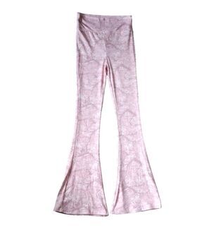 Mighty Fine Pink Marble Flare Pants High Waisted Bell Bottoms Leggings XS Indie